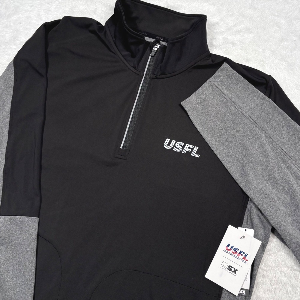 NEW USFL United States Football League Staff 1/4 Zip Pullover Men XXL Black Gray - Picture 2 of 14